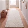 SIMPEX Tappeto Runner 80x250 cm Crema, Pelo Corto con Effetto 3D Alto-Basso, Motivo Boho Scandinavo, per Soggiorno, Camera o Balcone