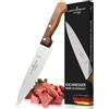 Schwertkrone Solingen, coltello da cucina Premium, lama da 20 cm, versatile coltello multiuso con manico in legno d'ulivo, per cucina e professionisti, made in Germany