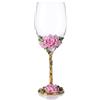 XUDREZ Bicchieri da vino senza piombo con fiore smaltato dipinto 320 ml rosso bianco rosa
