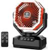 Multper 20000 mAh Ventilatore da Campeggio, Fino a 70h Autonomia Ventilatore Portatile USB Ricaricabile con Telecomando e LED, 4 Velocità Ventilatore da Tavolo con Timer e Oscillazione per Tende, Casa