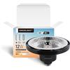 SINCELIGHT Lampadine LED GU10, 12W Riflettore QR111, Proiettore AR111 Antiriflesso Professionale, Angolo del Fascio 45 Gradi, Bianco Neutro 4000K, Confezione da 2