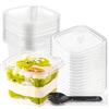 Piashow 50 bicchieri da dessert rettangolari in plastica, con coperchio, 360 ml, trasparenti, con 50 cucchiai, riutilizzabili, in plastica quadrata per dessert, mousse, tiramisù