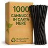 MOHOME Cannucce Carta Nera 1000 Pezzi Biodegradabili Compostabili Ecologiche Cannuccia Monouso Bastoncini Bevande Bibite Cocktail Caffè Compleanno Feste Casa Bar Ristoranti Eventi