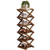 MeevrgR Scarpiera senza montaggio, organizer pieghevole in legno con design regolabile da 2 a 9 livelli, installazione senza attrezzi, compatta per piccoli spazi (6 strati marrone)