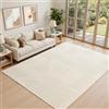 Topfinel Tappeto Moderno Bianco Crema 200x290 cm, Lavabile, Pelo Corto Morbido, Antiscivolo, Effetto Onda 3D, Tinta Unita Effetto Pelliccia, per Camera da Letto, Sala Pranzo, Ufficio