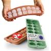 Blumtal Set di 3 stampi per cubetti di ghiaccio in Silicone - 14 stampi per cubetti di ghiaccio con coperchio - stampo per palline di ghiaccio in silicone senza BPA - 2x verde oliva + rosso minerale