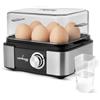 LEHMANN Cuociuova Elettrico per 6 Uova - Segnale Sonoro e Luminoso - Regolazione del Grado - Cuoci Uova Perfette grazie 5 programmi - Acciaio Inox - incl. Misurino per l'acqua con Perfora-uova
