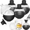 PENRUNKA 4 Pezzi Stampo Cubetti Ghiaccio Silicone Qualità Alimentare con Coperchio Imbuto 2-in-1, Forme Ghiaccio Facile Rilascio Riutilizzabile Senza BPA, Ice Ball Maker per Whisky, Cocktail, Bevande, Vino