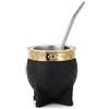 Ginwrek Argentine Mate, tazza nera imperiale argentina per mate, zucca in acciaio inox con bordo intagliato e cannuccia, isolata per bevande calde e fredde