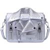 Sfly Borsa a tracolla da donna in pelle con tracolla a catena, pochette da sera, unica, carina, borsa a forma di giacca, D-argento.