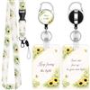 WALLFID Set da 2 Porta Badge Motivazionale con Laccio Retrattile, Tema Fiori del Mese di Compleanno, Porta Badge con Laccio Staccabile per Donne, Infermiere, Insegnanti (Sonnenblume - Jul/Okt)