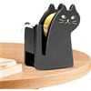FLAVAS Taglierina in legno a forma di gatto, dispenser di nastro adesivo in legno, portatile, per soggiorno, aula, studio, dormitorio Flavas