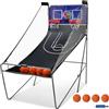 KOMFOTTEU Set di cestini da pallacanestro, arcade pieghevole a doppio cestino con contatore elettronico, 8 in 1 macchina da tiro da basket con 4 palline e pompa, 202 x 107 x 205 cm (blu)