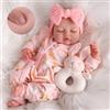 JIZHI Bambole Reborn - 17 Pollici Bambola Femmina Realistica Addormentata, Corpo in Tessuto - Bambina Neonata Completa di Vestiti e Accessori, Adatta a Bambini dai 3 Anni+