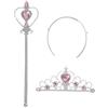 Lovelegis Rosa set corona e bacchetta bambine principessa regina con pietre colorate accessori travestimento carnevale cosplay halloween