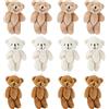 Qudinip Mini Orsi Ripieni, 12 Pezzi di Orsacchiotto Peluche, Mini Bamboli Orso Morbido Grazioso Matrimonio Decorazioni di Compleanno con Anello per Portali per le Forniture per feste.