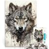 AITEXI Puzzle da 1000 pezzi per adulti Arte del lupo Giocattoli educativi per l'apprendimento Giochi per famiglie Decorazione della casa 52x38cm