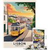 FGJfdtDG Poster di viaggio con tram giallo di Lisbona Portogallo puzzle per adulti 1000 pezzi divertimento per la concentrazione incastri stabili nessuna parte mobile regalo di compleanno rompicapo (38x52cm)