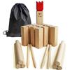Jac & Mok Kubb - Set di giochi vichinghi in legno duro, giochi all'aperto (Kubb rosso, 5 x 5 x 30 cm, king size)