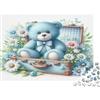 MZLPRWGQKTFD Orsetto blu Puzzle 1000 Pezzi Gioco di Puzzle 1000 Pezzi Carta per Adulti Fiori Relax Regalo 38x26cm/1000pcs