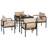 Outsunny Set da Giardino con Tavolo e Sedie da 5 Pezzi, 1 Tavolo da Pranzo Quadrato e 4 Sedie con 4 Cuscini, Nero | Aosom Italy