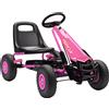 AIYAPLAY Gokart a Pedali per Bambini 3-8 Anni, con Sedile Regolabile in Altezza, Ruote EVA, Freno e Frizione, Rosa | Aosom Italy