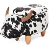 HOMCOM Pouf Decorativo Imbottito con Vano Portaoggetti a Tema Animale, 62x35x36 cm, Nero e Bianco | Aosom Italy