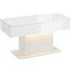 HOMCOM Tavolino Moderno LED con Spazio Contenitivo, Finitura Lucida, 2 Cassetti e Telecomando, Bianco | Aosom Italy