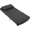 HOMCOM Poltrona Letto 3-in-1 Pieghevole Effetto Lino con Schienale Regolabile, Molle a S e Gambe in Metallo, Grigio Scuro | Aosom Italy