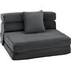HOMCOM 2-in-1 Poltrona Letto Pieghevole con Effetto Velluto a Coste e Cuscino Lombare, 100x76x62 cm, Grigio Scuro | Aosom Italy