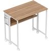 HOMCOM Scrivania Pieghevole con Ripiano Aperto, Trasformabile in Tavolino Laterale, 80x50x75 cm, Legno Naturale | Aosom Italy