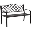 Outsunny Panca 3 Posti da Giardino e Terrazza, Stile Country Chic, in Metallo Epossidico Anticorrosione e Ghisa, 128x60x89 cm, Marrone | Aosom Italy