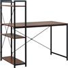 HOMCOM Scrivania Angolare Design Industriale con Contenitore, Libreria, 3 Ripiani e Pannelli Truciolari, Effetto Noce, in Metallo, Nero | Aosom Italy