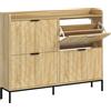 HOMCOM Mobile Portascarpe per 16 Paia con 4 Cassetti, Ante Ribaltabili e Ripiani Regolabili, 110x23,5x95,5 cm, Rovere | Aosom Italy