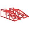 HOMCOM Set da 2 Rampe d'accesso Antiscivolo per Auto, Rampa di Sollevamento in Acciaio, 83,5x30,5x27 cm, Rosso | Aosom Italy