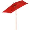 Outsunny Ombrellone da Giardino Rettangolare Inclinabile Legno Poliestere ad Alta Densità, 200x150x235 cm, Rosso | Aosom Italy