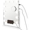 HOMCOM Specchio Hollywood con LED 12 Lampadine, Luminosità Regolabile e Rotazione a 360°, Ingrandimento 10X e touch, 36.5x8.5x45.5 cm, Bianco | Aosom Italy