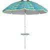 Outsunny Ombrellone da Spiaggia Inclinabile Rotondo con Portabicchieri e Protezione UV50+, 190x190x215 cm, Blu | Aosom Italy