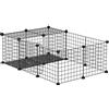PawHut Recinto per Conigli, Porcellini d'India e Roditori Modulabile, Box per Animali con Accessori Montaggio, 105x70x35cm, Nero