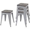 Mendler Set 4X sgabelli poggiapiedi bistrot Design Industriale HWC-A73 Legno Metallo Verniciato - Grigio