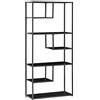 HOMCOM Libreria Scaffale a 7 Ripiani, Libreria Verticale Salvaspazio, Struttura in Acciaio, Scaffale Portaoggetti per Soggiorno Camera da Letto Ufficio Studio, Industriale, 83x34x180 cm, Nero