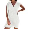 JFAN Copricostume Donna Mare Camicia con Bottoni Estivo Abito da Spiaggia Collo V Senza Maniche Casual Beachwear Bikini Cover Up(Bianco,Taglia Unica