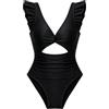 ZXTGBQ Costume da Bagno InteroDa DonnaCon Scollo a V, Costume Intero Donna Contenitivo Pancia Curvy, Costumi da Bagno Controllo Pancia Monokini, CCostume Nero Intero Donnaa, CCostume Donna Interoo