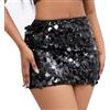 ZXTGBQ Gonna Corta Donna Sexy con Paillettes, Gonna Paillettes Donna, Nero Minigonna Aderente Elasticizzata con Glitter, Mini Gonna Avvolto A Vita Alta Estate per Feste E Serate Fuori Discoteca