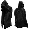 Generisch Felpa con cappuccio uomo medievale cardigan Viking bussola 3D stampa grafica giacca da motociclista abbigliamento gotico poncho trench coat Y2K con cappuccio cappotto esterno overcoat, T4