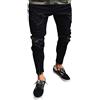ShiFan Jeans Strappati Uomo Cerniera del Piede Elasticità Skinny Pantalone da Denim Nero L
