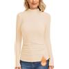 WOWENY Maglia a collo alto, da donna, termica, a maniche lunghe, in micropile, calda, a maniche lunghe, per l'inverno, vestibilità sottile, beige., XL