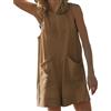 YIzdegg Salopette da donna senza maniche, estiva, in cotone, con tasche, tuta per pantaloni, comoda, morbida, con gamba larga, traspirante, abito da spiaggia vintage, cachi, S