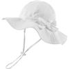 Pesaat Knot Cappello da Bambina Cappello da Sole a Tesa Larga UPF 50 Maschera di Protezione Solare Regolabile per Bambina da 0-8 Anni(Bianco,2-4 Anni)