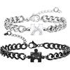 GAZIL Bracciali Coppia - Braccialetti Puzzle Regolabili Nero e Argento, Set Bracciali dell'Amicizia, Regalo per Compleanno, San Valentino e Anniversari
